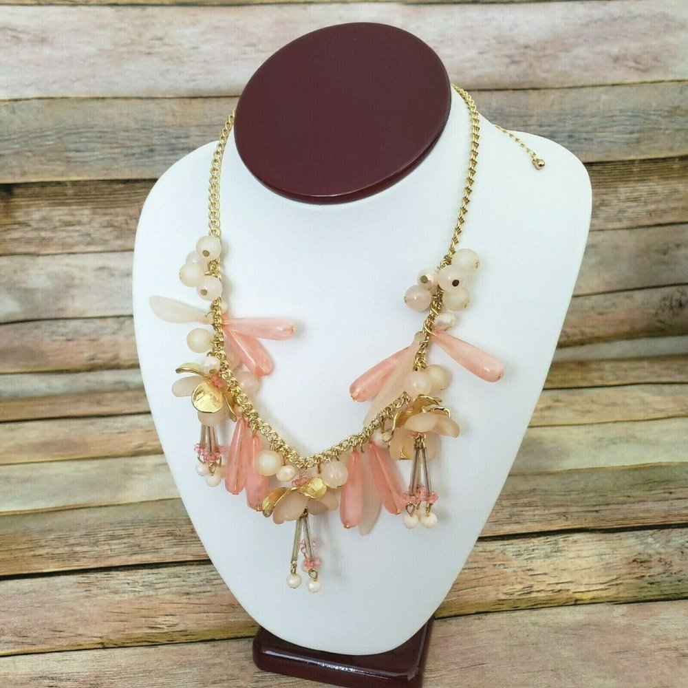 Bijoux Bar Gold Tone Chain Floral Necklace